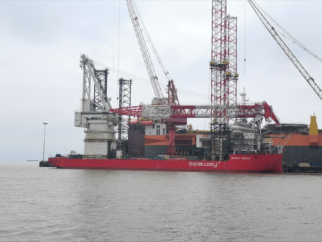 The new build “jack up” vessel Seaway Ventus is taking shape
